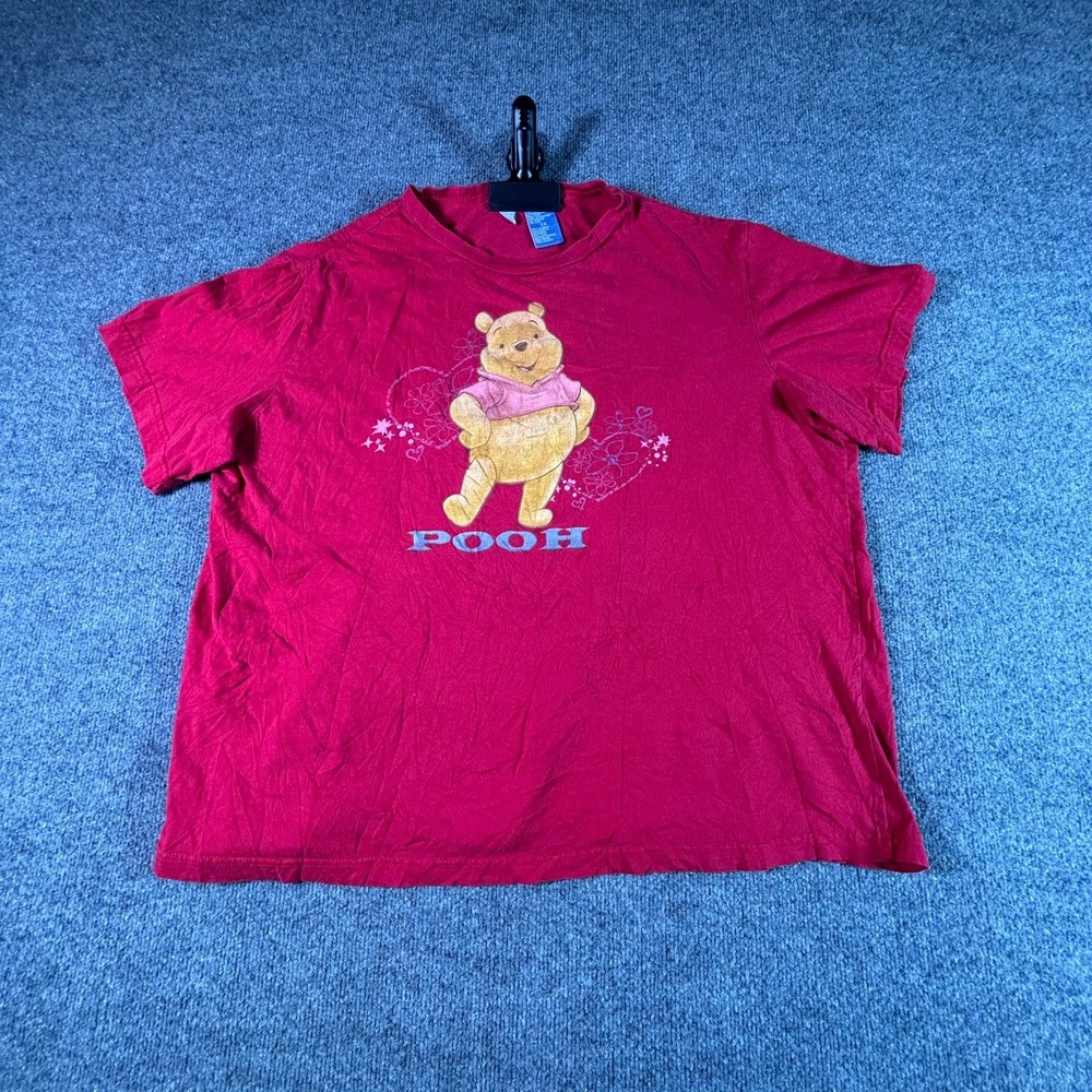 Disney Winnie the Pooh Graphic T-Shirt Womens 2X Red Cotton Short Sleeve Casual